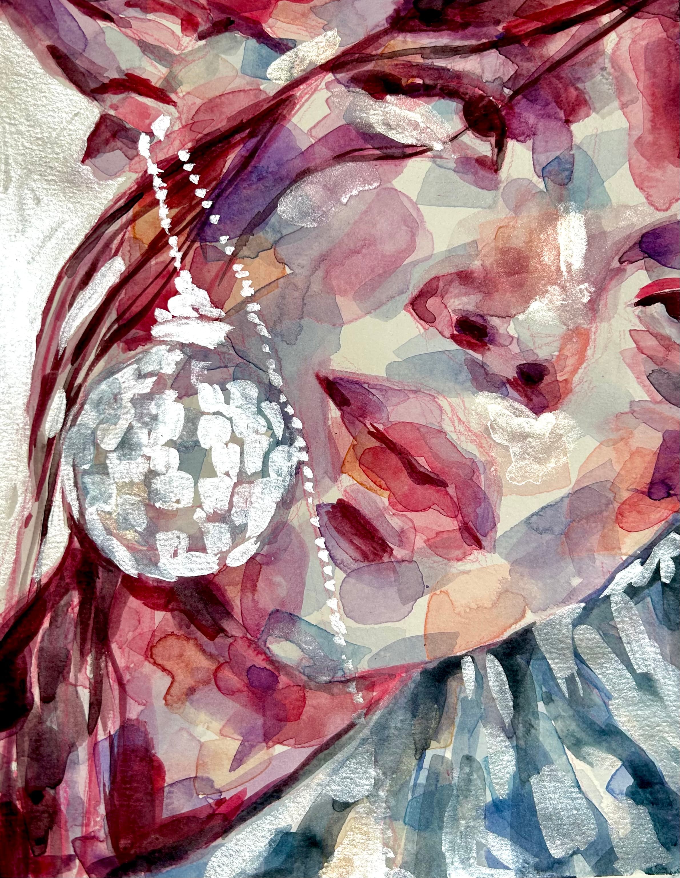 Mirrorball, made with watercolor on watercolor paper