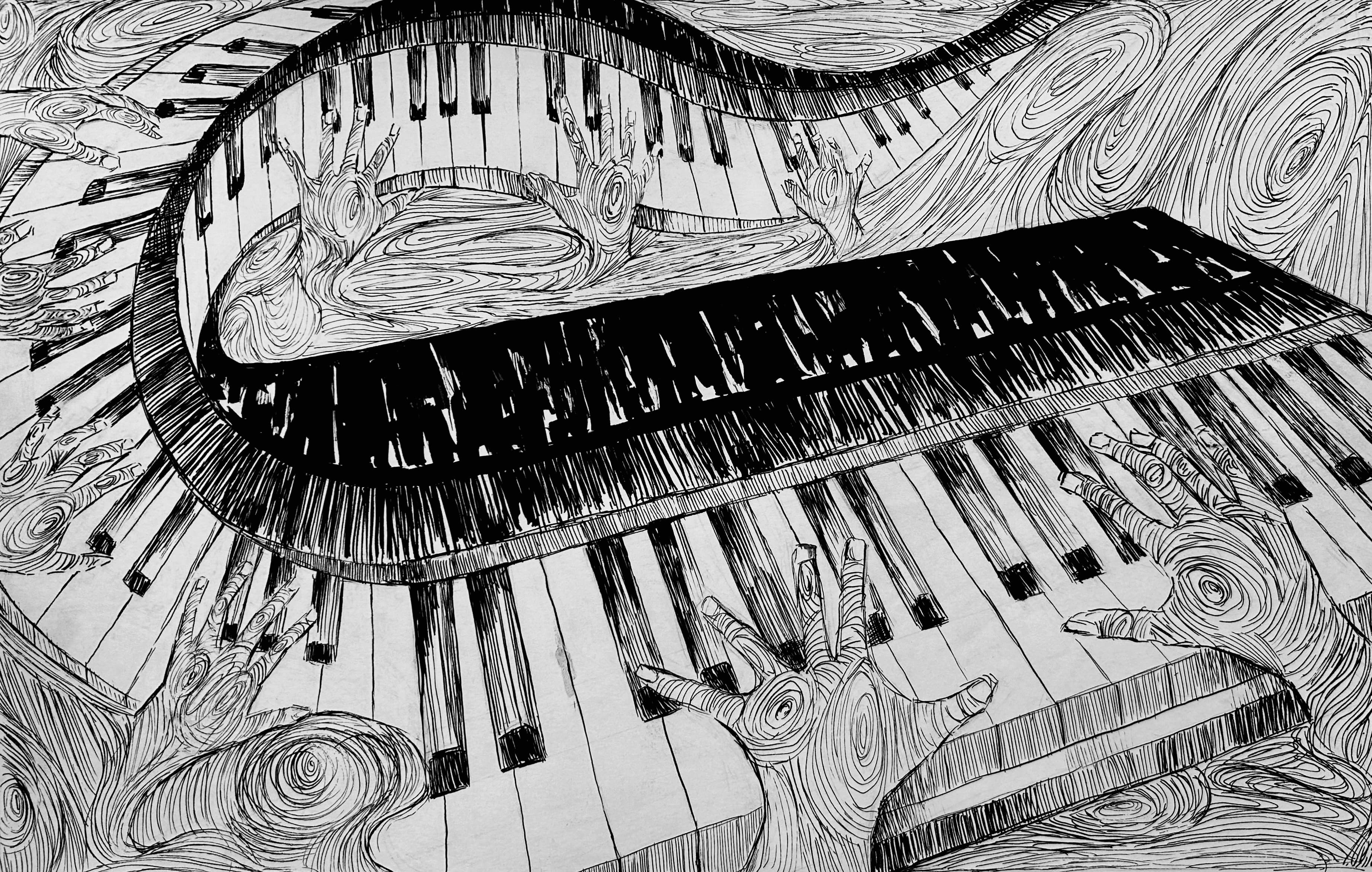 Dedication, made with dip pen and ink